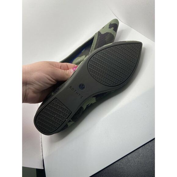 Rothy's The Point Olive Camoflauge Shoes 7 Green Ballet Flats Women's Authentic - Picture 5 of 9